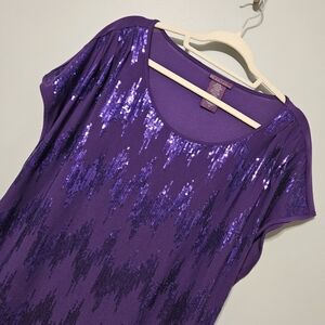 Beverly Drive Purple Sequin Blouse